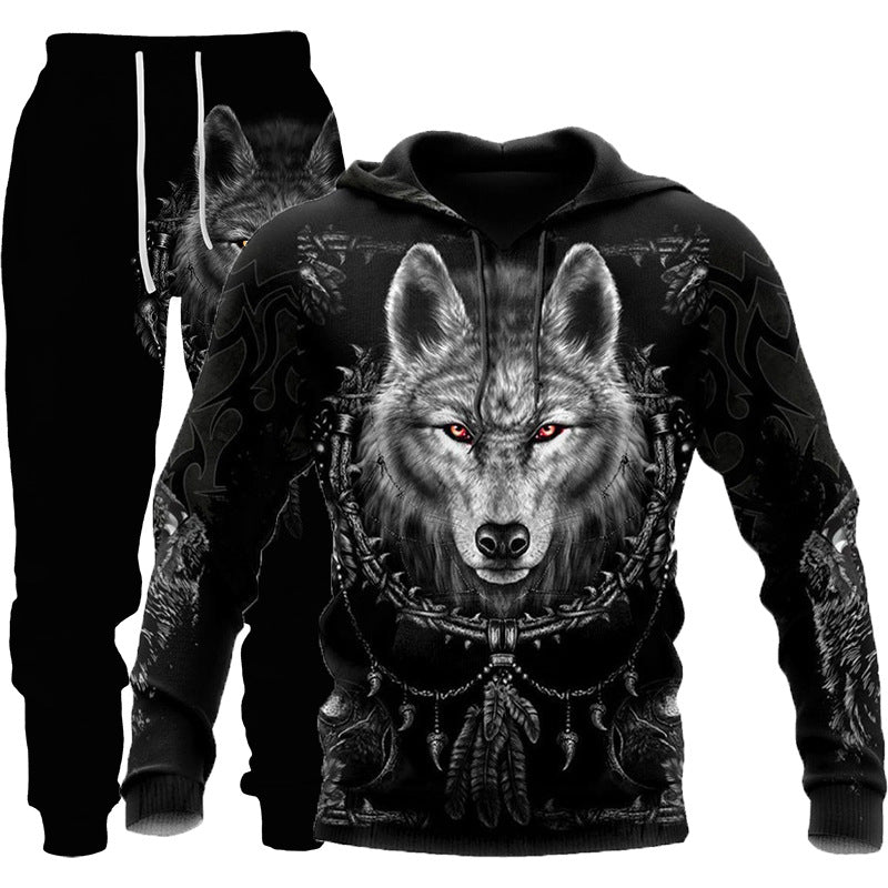 3D Wolf Print Tracksuit – Hooded Two‑Piece Jogging Set (Spring/Autumn Sportswear) What Else You Got?