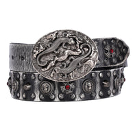 Punk Rivet Studded Leather Belt – Wide Rock-Style Waist Belt for Men & Women