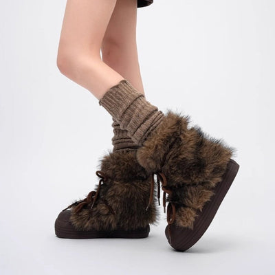 Warm & Stylish Fur-Lined Snow Boots for Women - Thick Sole Winter Footwear