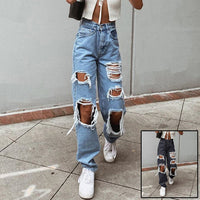 Vintage High-Waist Wide-Leg Ripped Jeans – Retro Street Style | Christian Apparel