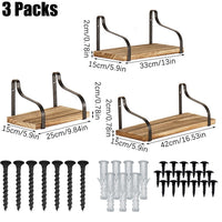 Rustic Farmhouse Floating Shelves - 3 Tier Wood Wall Shelves for Home Decor, Kitchen & Bedroom (Set of 3)