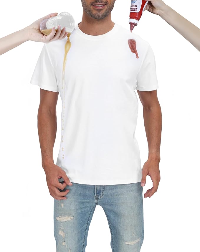 Men’s Water-Repellent Stain-Resistant Crewneck Tee – Fresh & Durable White T-Shirt