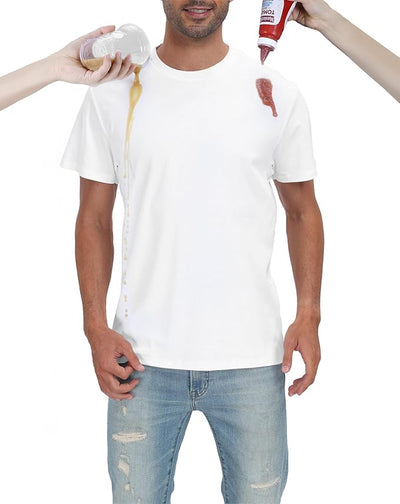 Men’s Water-Repellent Stain-Resistant Crewneck Tee – Fresh & Durable White T-Shirt