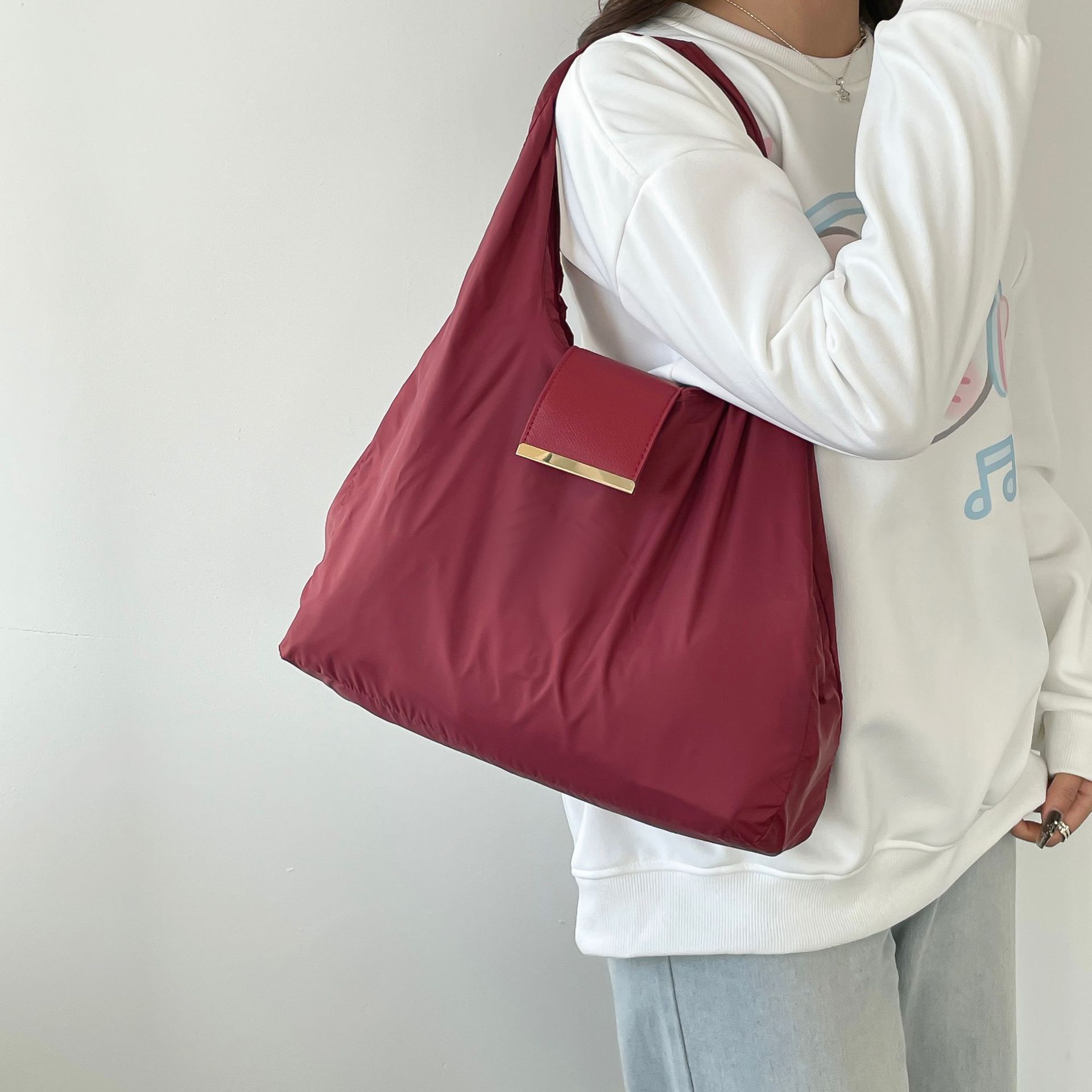 Women's Handbag With Key-ring Design Lightweight Shoulder Bag Large Capacity Shopping Bags What Else You Got?