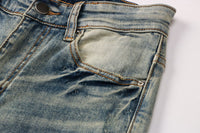 Men's Vintage Distressed Print Jeans – Straight Fit