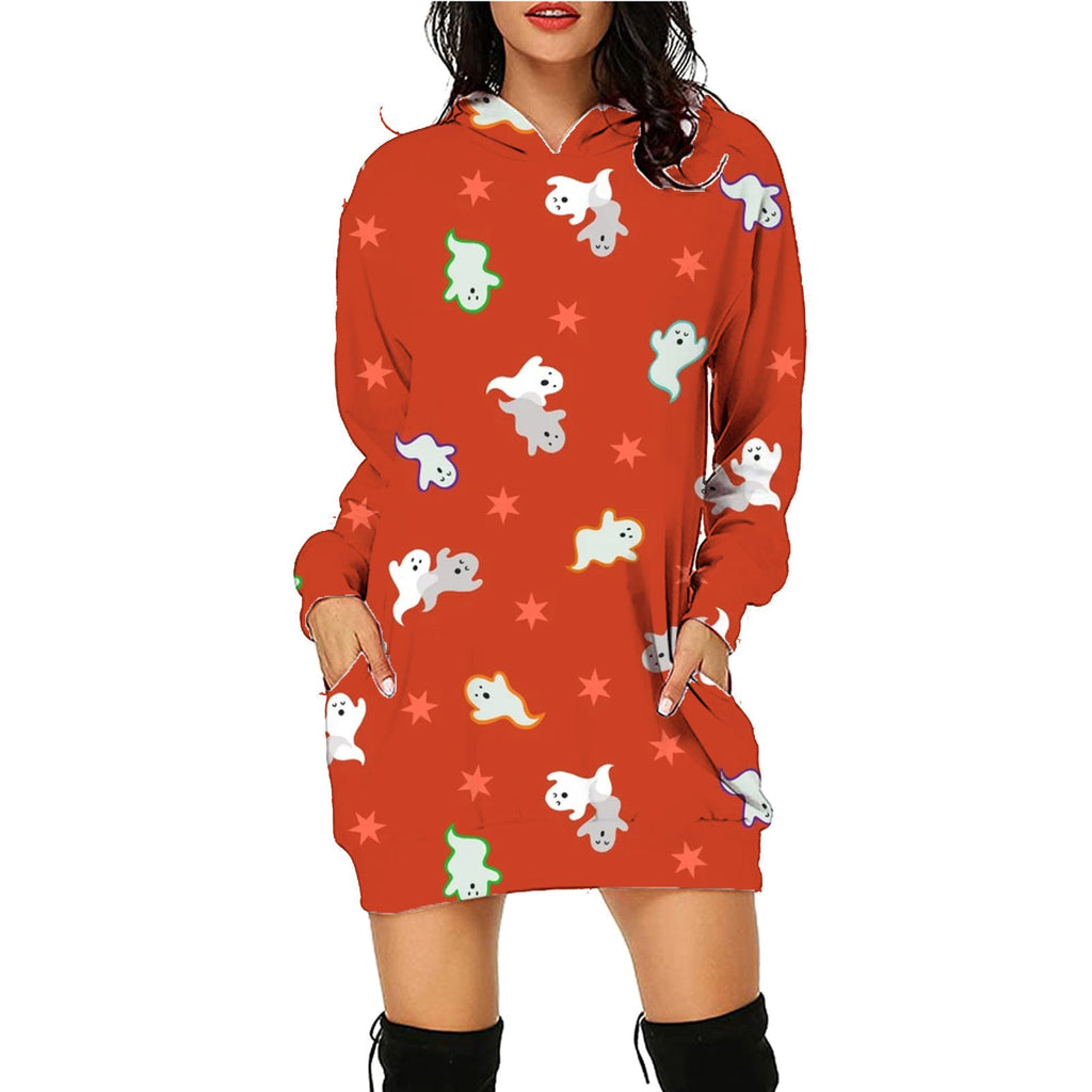 Halloween Print Long Hoodie With Pockets Sweater Long Sleeve Clothes Women What Else You Got?