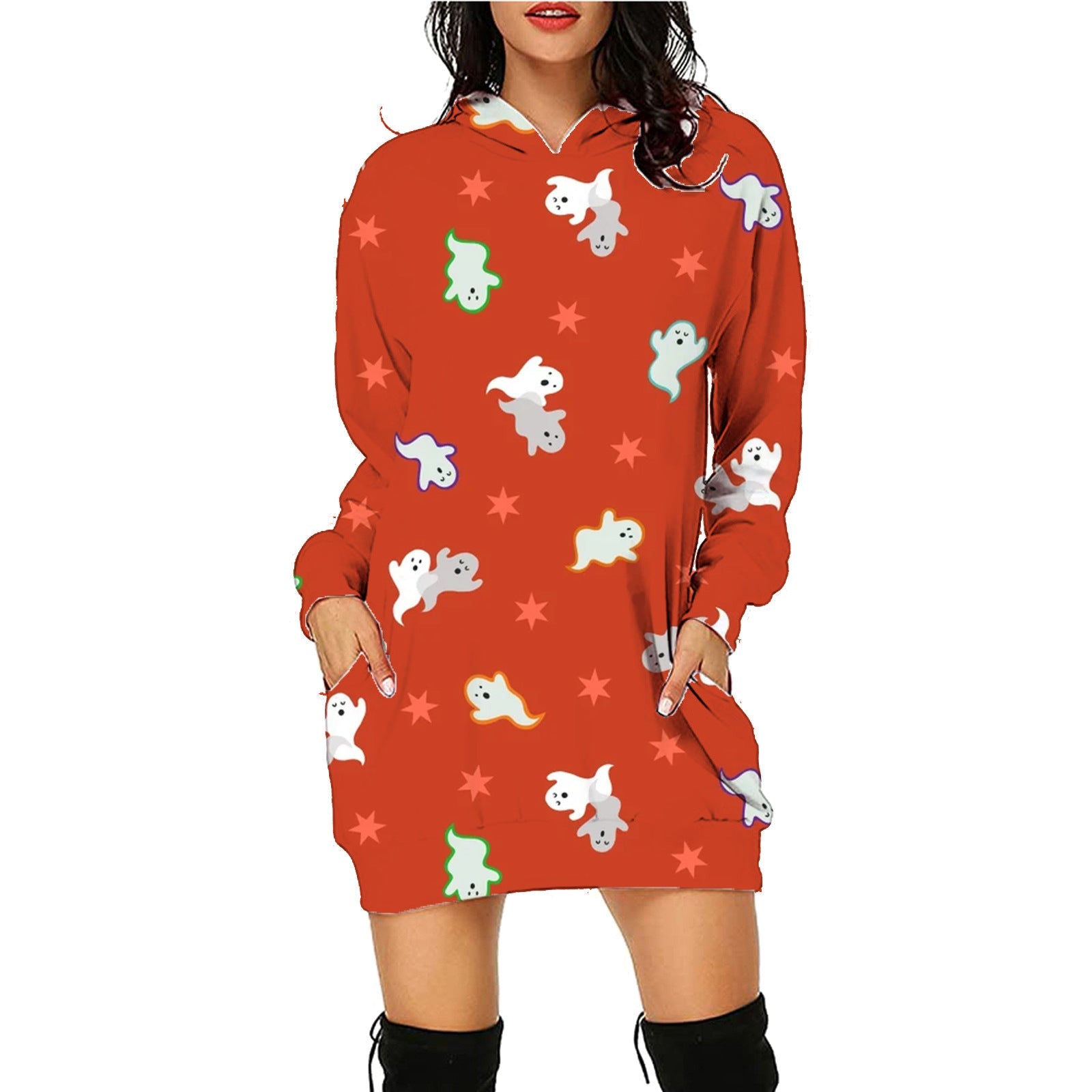Halloween Print Long Hoodie With Pockets Sweater Long Sleeve Clothes Women What Else You Got?