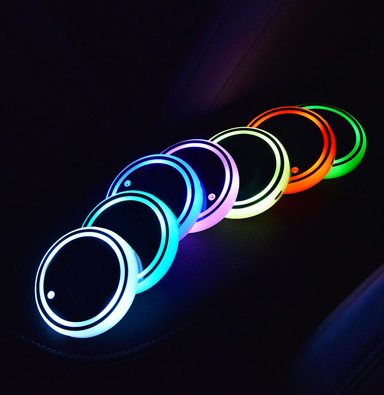 Colorful Cup Holder LED Light-up Coaster Solar & USB Charging Non-slip Coaster Ambient Light For Car Automatically What Else You Got?