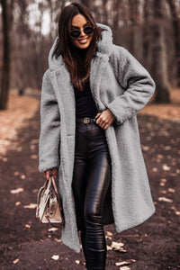 Elegant Teddy Coat for Women - Plush Faux Fleece Warm Winter Jacket with Hood (Autumn/Winter Fashion)