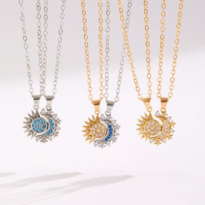 Sun & Moon Magnetic Couple Necklace Set - Unity & Love Symbol Pendant Gifts for Her & Him