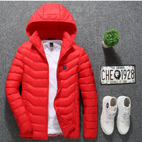 USB Heated Winter Jacket - 3-Temp Electric Heating Vest with Removable Hood - Thermal Coat for Men (Black, M)
