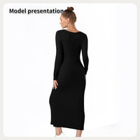 Elegant Women's Modest Solid Color Dress - Versatile & Affordable Fashion