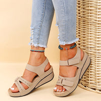 Stylish Women's Velcro Wedge Sandals – Open Toe Platform Summer Shoes in 4 Colors