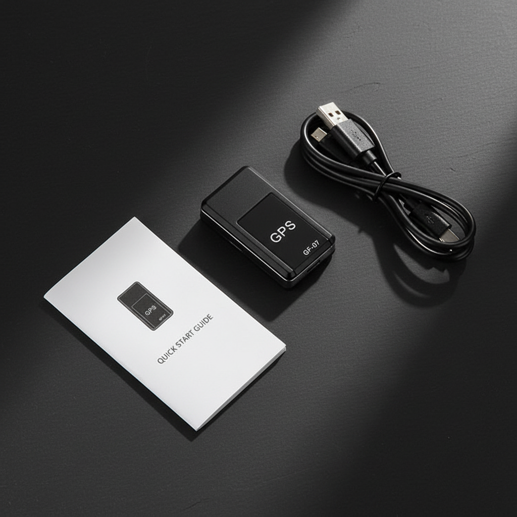 GPS Tracker flat lay