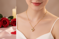 Double-Layer Love Necklace – Sparkling Rhinestone Pendant in Titanium Steel for Women