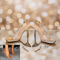 Glamorous Rhinestone Flower Pumps – Clear PVC High Heels in Gold & Silver (EU 36-42)