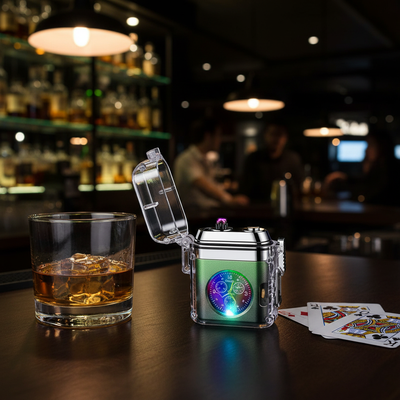Waterproof Electric Lighter with Built-In Clock – USB Rechargeable Windproof Lighter