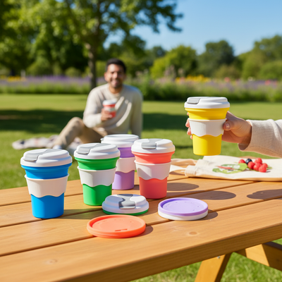 Collapsible Travel Cup Silicone – Leakproof Reusable Folding Cup for Coffee & Water