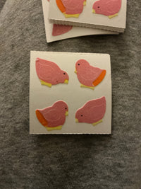 Vintage 1980s Great Seven Fuzzy Flocked Chick Stickers - NOS Rare Collectible