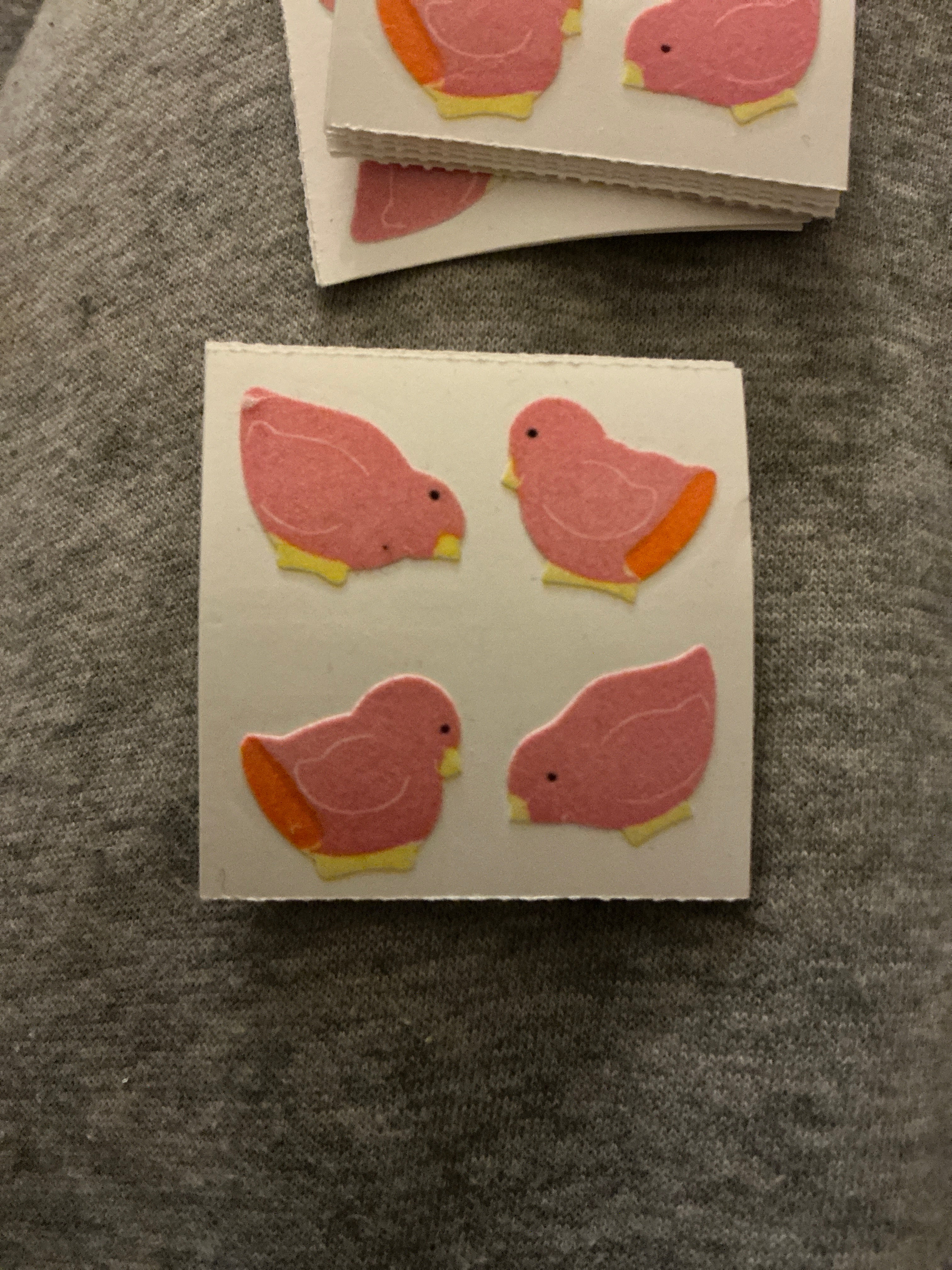 Vintage Great Seven Fuzzy Flocked Chicks Sticker Sheet — 1980s NOS Great Seven, Inc.