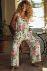 Women's Sleeveless Loose Pocketed Jumpsuit – Effortless Summer Comfort with Pockets