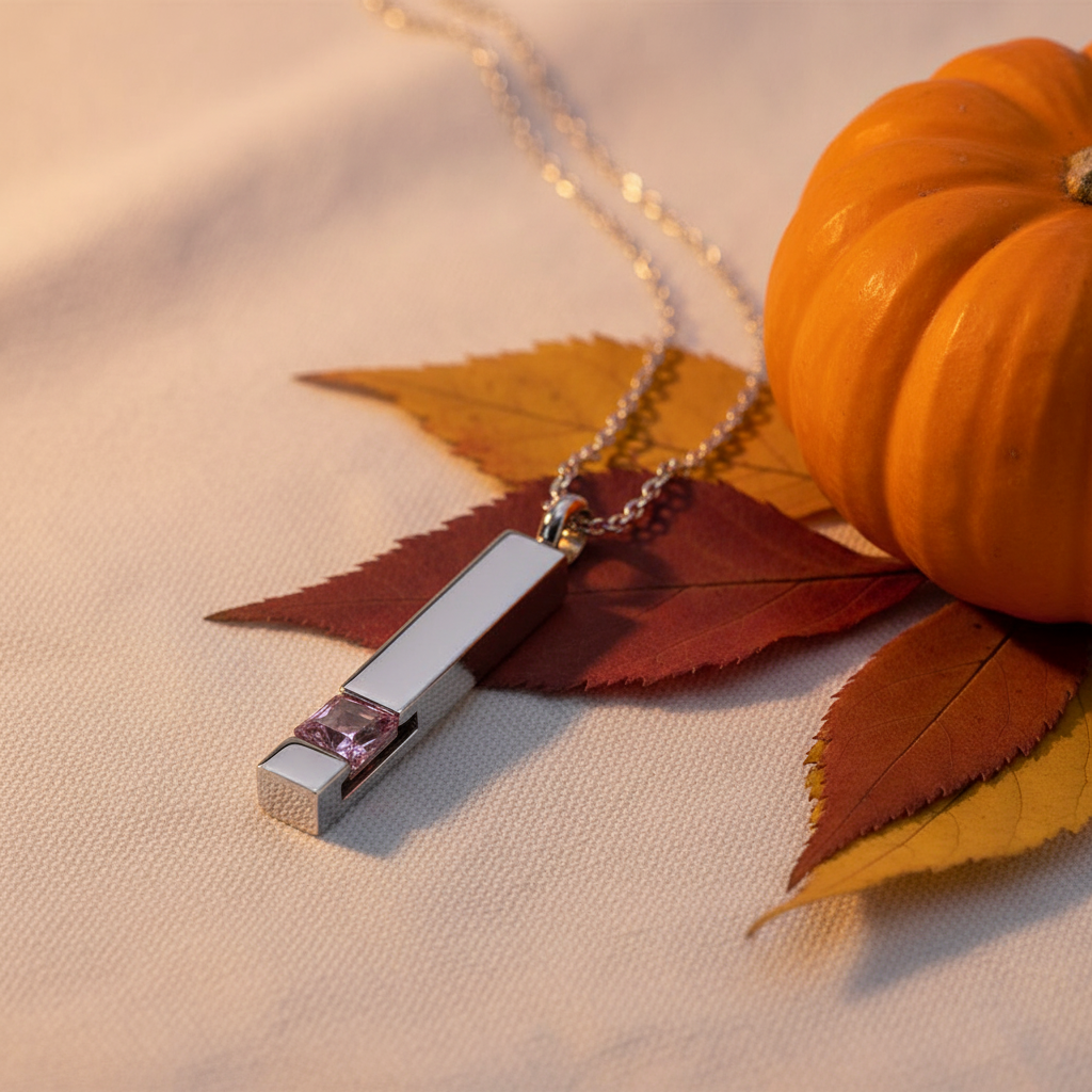 Zodiac Birthstone Ashes Necklace – October Memorial Pendant