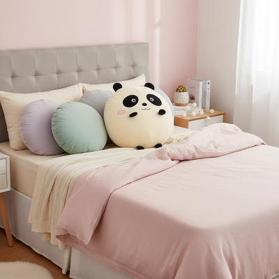 Adorable Doll Round Plush Pillow Toy – Soft Cuddle Gift for Kids & Home Decor