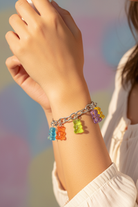 Y2K Gummy Bear Charm Bracelet – Candy Bear Pendant Jewelry