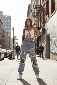 Vintage High-Waist Wide-Leg Ripped Jeans – Retro Street Style | Christian Apparel
