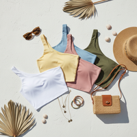 Trendy One-Shoulder Summer Tank Top – Flattering Slim Fit Vest in 5 Colors