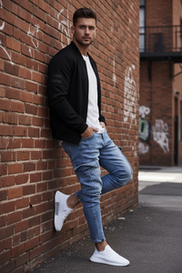 Men's Distressed Cargo Jeans – Streetwear Denim with Ripped Holes & Utility Pockets