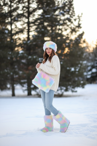 Luxurious Plus Size Fur Snow Boots Set with Hat & Bag - Warm & Stylish Winter Gift for Her