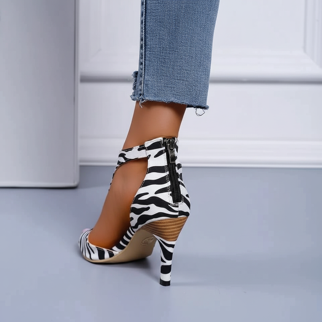 Elegant Women's Fish Mouth High Heel Sandals – Open Toe Zipper Summer Dress Shoes