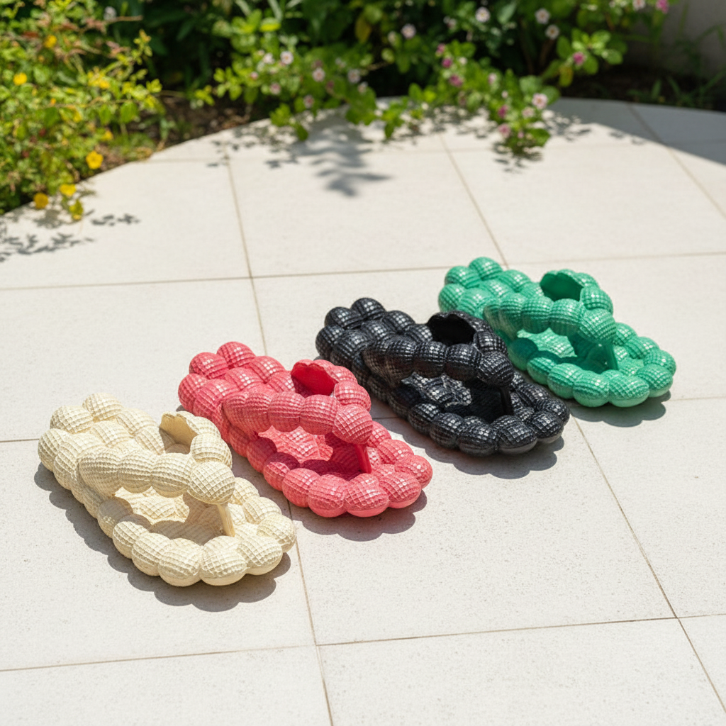 Women's Bubble Sole Flip Flop Slippers – 4 Colors
