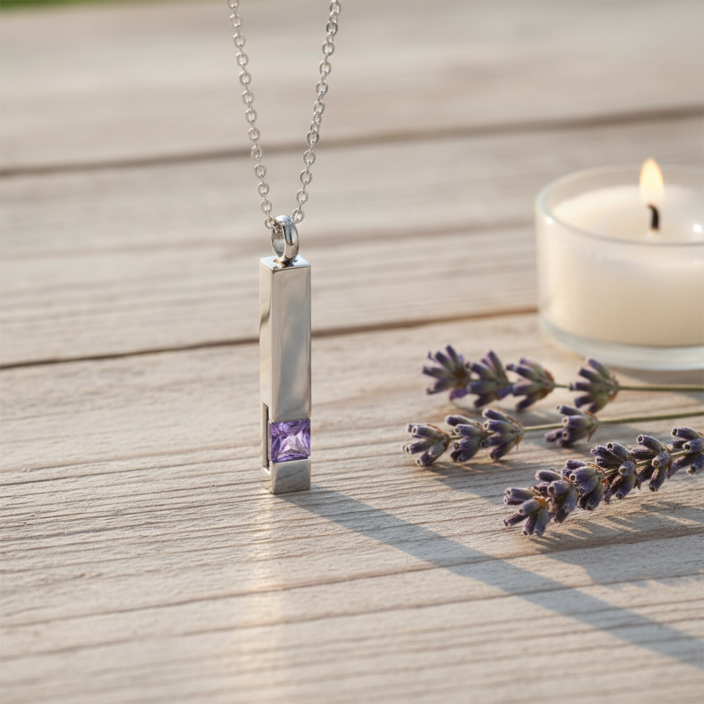 Zodiac Birthstone Ashes Necklace – June Memorial Pendant