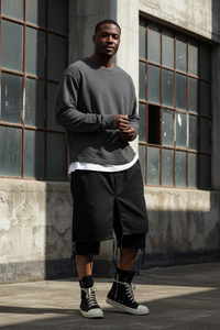 Men's Double-Layer Cropped Pants – Trendy Streetwear with Modern Splicing Design