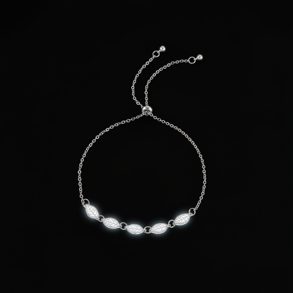 Glow-in-the-Dark Silver Leaf Copper Bracelet – Studio Hero Shot
