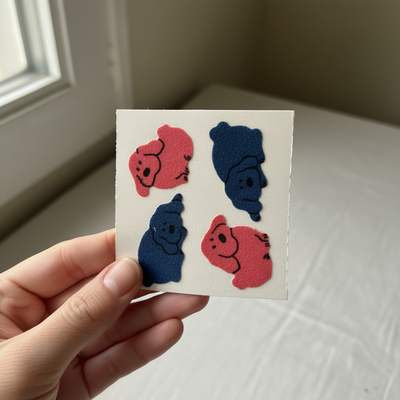 Vintage 1980s Great Seven Fuzzy Flocked Puppies Sticker Sheet - NOS Collectible
