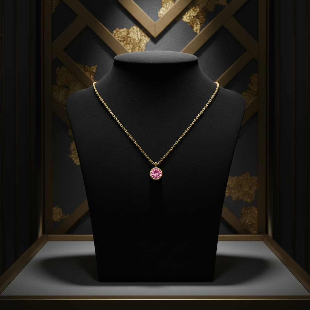 Sterling Silver Zodiac Solitaire Necklace – Gold October