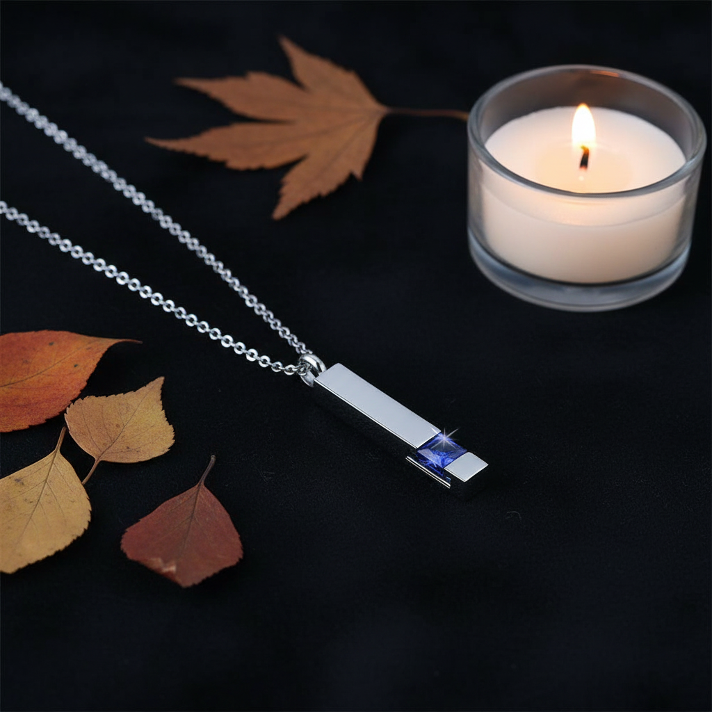 Zodiac Birthstone Ashes Necklace – September Memorial Pendant