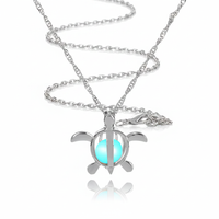 Glow-in-the-Dark Turtle Necklace – Multicolor Luminous Pendant 45 cm