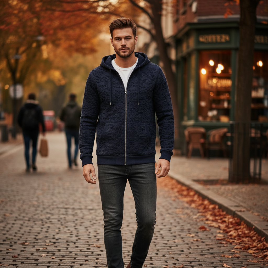 Men's Jacquard Hoodie Sweatshirt Jacket lifestyle photo