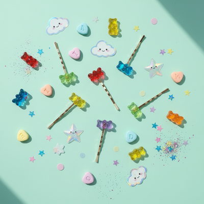Y2K Gummy Bear Hair Clips – Acrylic Candy Color Bear Clips for Kids & Adults