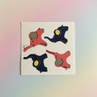 Vintage 1980s Flocked Elephant Sticker Sheet - Great Seven NOS - 4 Fuzzy Pink & Blue Elephants