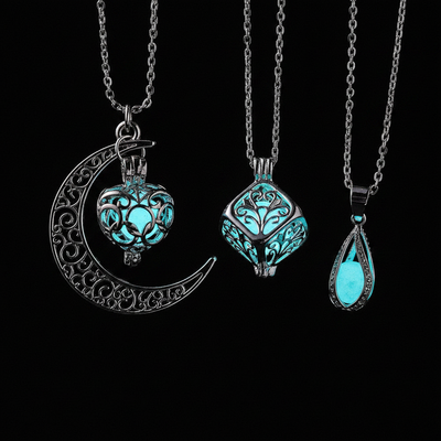 Glow-in-the-Dark Hollow Pendant Necklace - Luminous Geometric Clavicle Chain for Women & Girls - Lightweight & Hypoallergenic