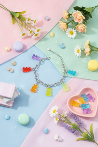 Y2K Gummy Bear Charm Bracelet – Candy Bear Pendant Jewelry