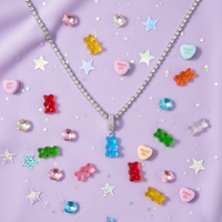 Y2K Rhinestone Bear Necklace – Kawaii Cartoon Statement Jewelry
