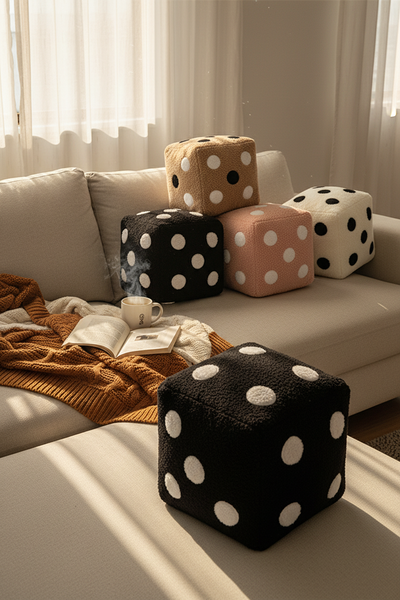 Dice Plush Throw Pillow – Fun Game Room Decor & Novelty Sofa Cushion