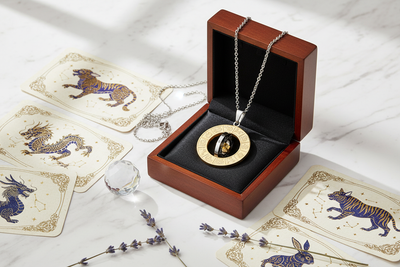 Chinese Zodiac & Feng Shui Gossip Necklace – Lucky Charm Pendant for Protection & Harmony