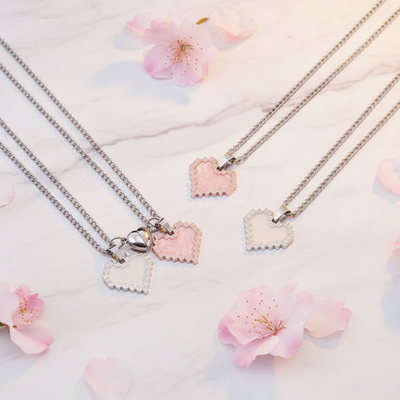 Magnetic Heart Mosaic Couples Necklace Set – Matching Pendants for Him & Her | Christian Gift Idea